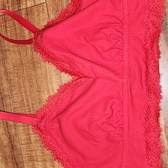 Aerie Vibrant Red Lace Trim Bralette - Picture 2 of 4